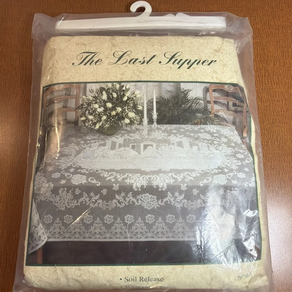 Vintage THE LAST SUPPER Lace Tablecloth NIP 70